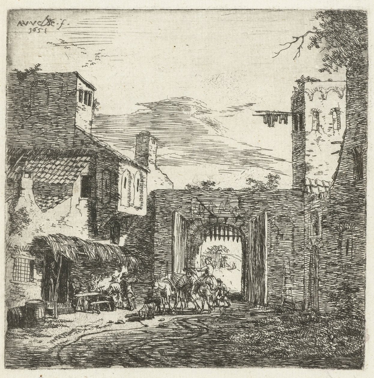 शहर के गेट पर इन, 1653 द्वारा एड्रिएन वैन डे वेलडे