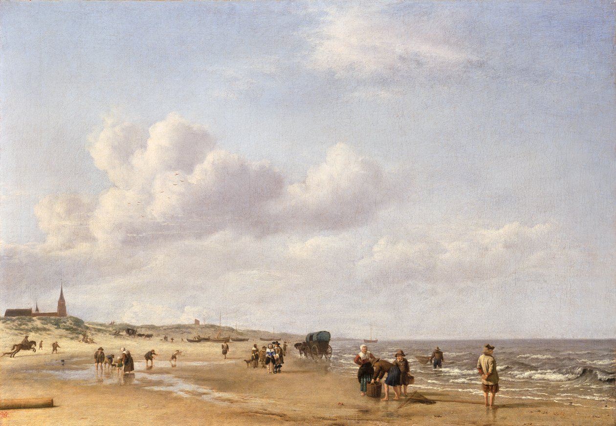 Scheveningen, 1658 में समुद्र तट द्वारा एड्रिएन वैन डे वेलडे