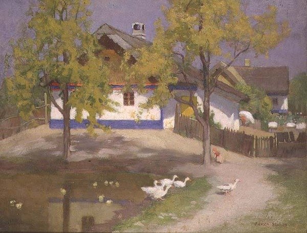 कलोक्सा में स्लाव कॉटेज, c.1905-07 (बोर्ड पर तेल) द्वारा एड्रियन स्कॉट स्टोक्स
