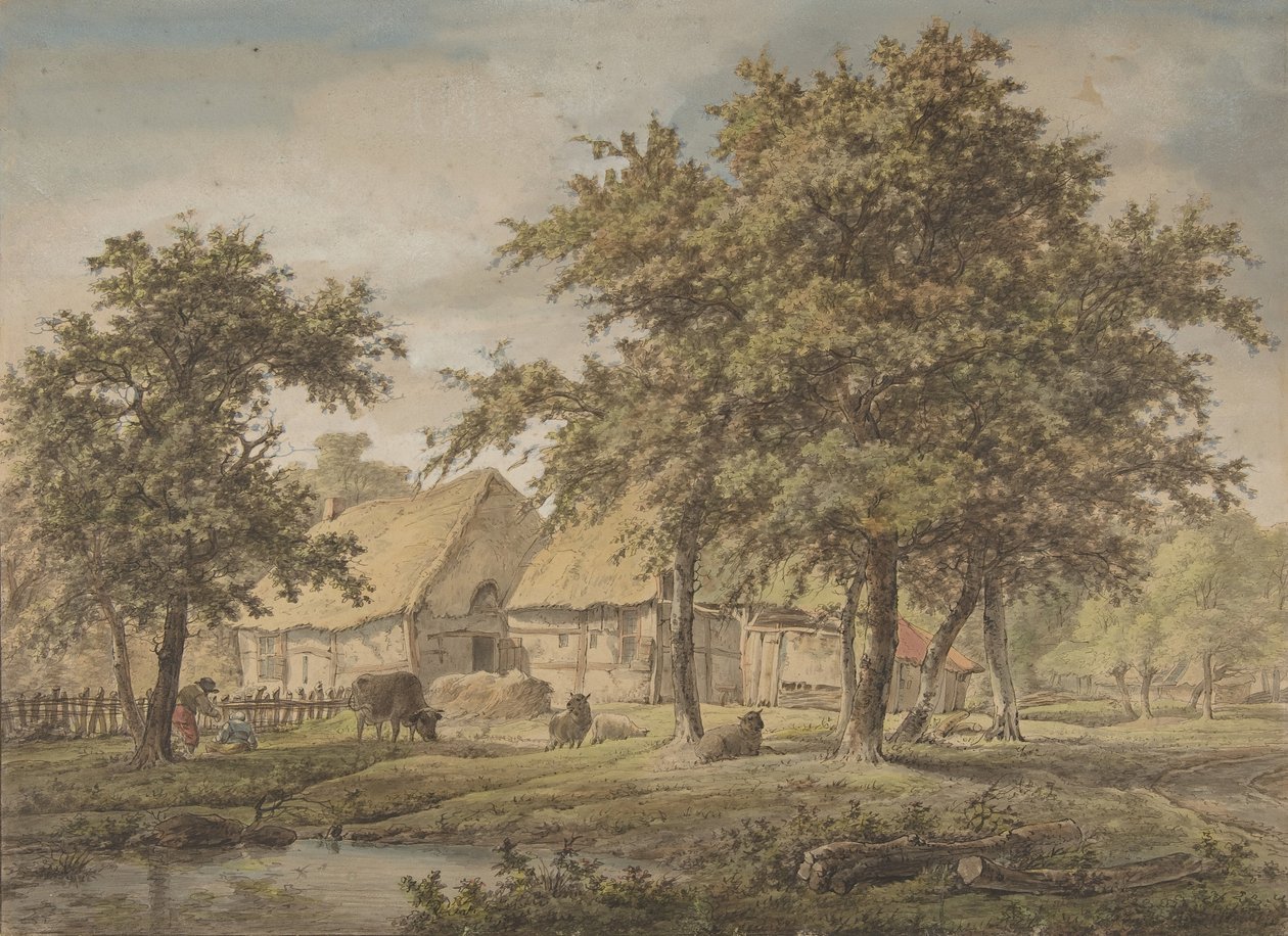 एक फार्महाउस के साथ लैंडस्केप, 1757-1837। द्वारा एड्रियनस डी विसेरो
