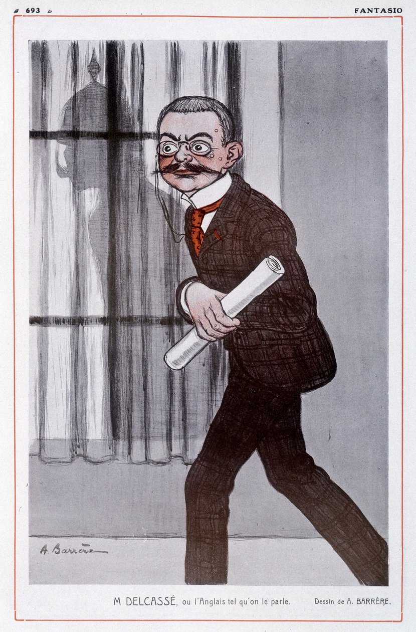 थियोफाइल डेलकासे का पोर्ट्रेट (1852-1923), फ्रांस के विदेश मंत्री "" फैंटासियो "" में - एड्रियन बैरेरे द्वारा चित्रण (1877-1931) - द्वारा एड्रियन बैरेरे