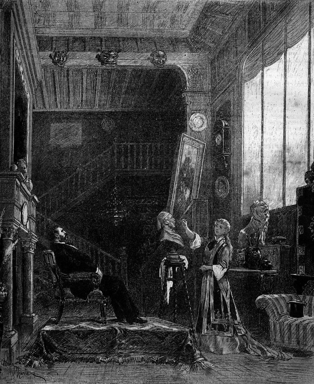 नाटकीय प्रतिनिधित्व: "" ले नबाब "" अल्फोंस ड्यूडेट (1840-1897) और पियरे एलज़ियर द्वारा ब्लैंच पियर्सन (1842-1919) (फ़ेलिशिया रुय्स) और एडॉल्फे ड्यूपिस (1824-1891) (जानसौलेट) के साथ। पेरिस, थिएटर डू वूडविल द्वारा एड्रिएन इमैनुएल मैरी