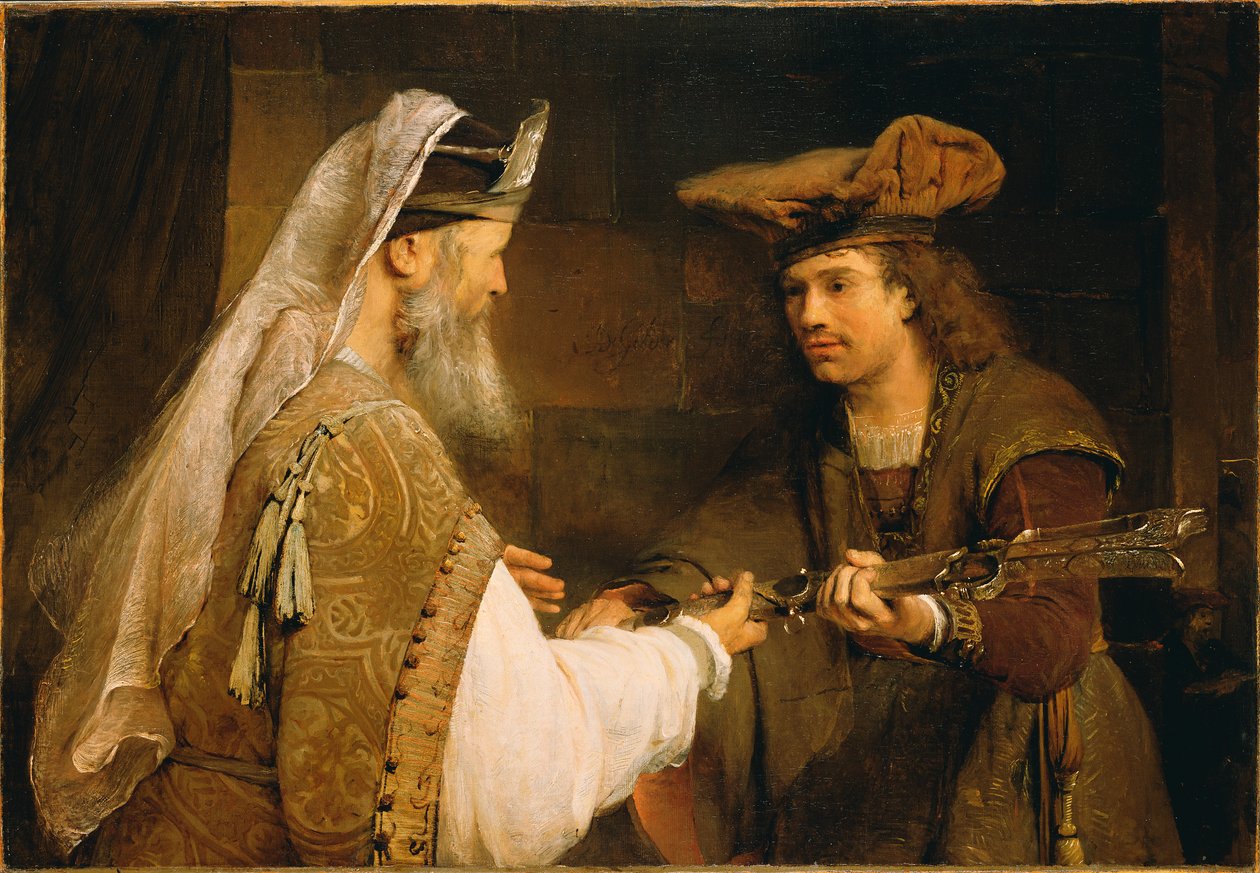 अहिमेलेक ने दाऊद को गोलियत की तलवार दी, c.1680 (कैनवास पर तेल) द्वारा एरंट डी गेल्डर