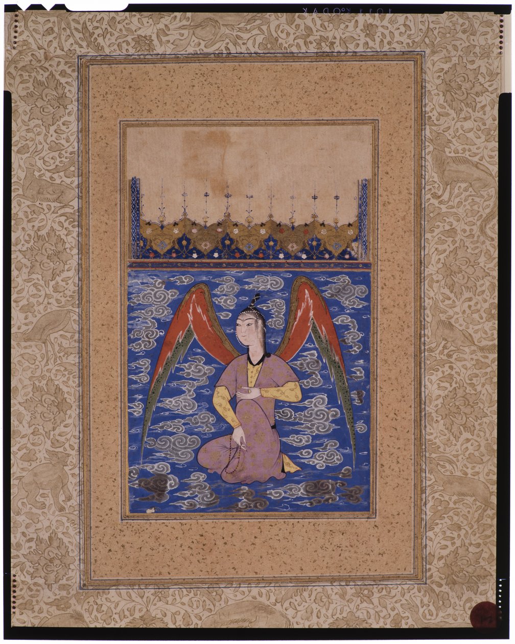 माला के साथ एक हवाई पेरी, c.1500 द्वारा अफगान स्कूल
