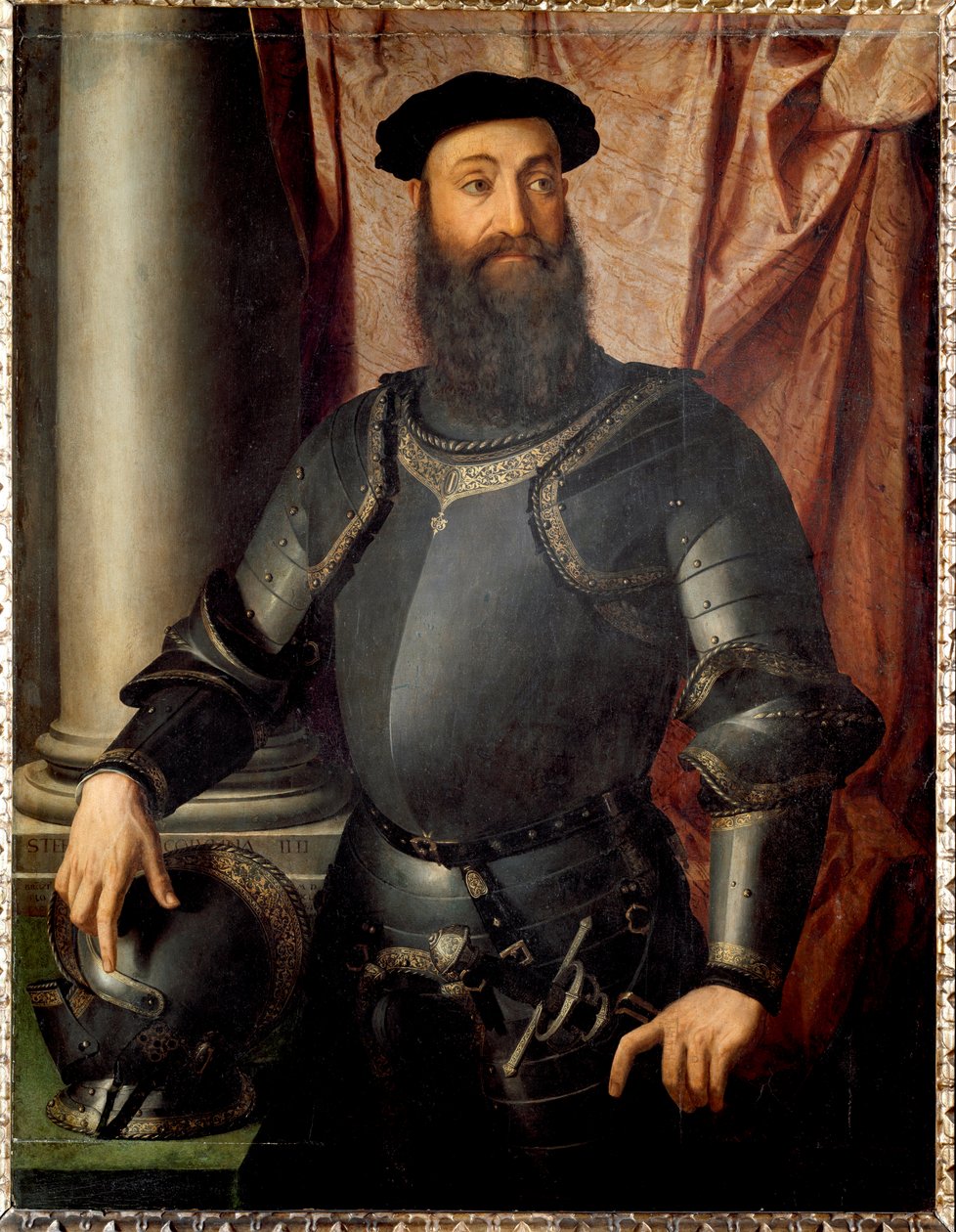 Condottiere Stefano Colonna . का पोर्ट्रेट द्वारा एग्नोलो ब्रोंज़िनो