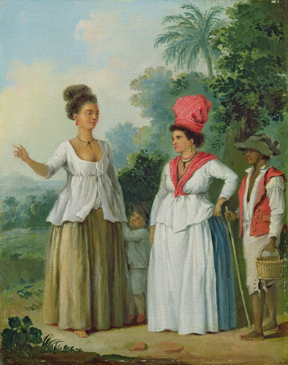 बाल और काले नौकर के साथ पश्चिम भारतीय महिला रंग, c.1780 द्वारा अगस्टिनो ब्रूनियास