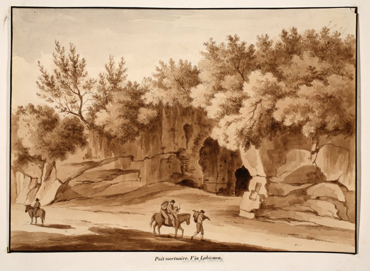 दफन चेम्बर, वाया लेबिकाना, 1833 (ब्राउन वाश के साथ नक़्क़ाशी) द्वारा एगोस्टिनो टोफ़ानेलि