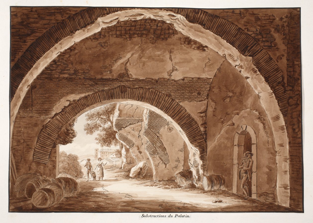 पैलेटाइन की नींव, 1833 (भूरी धुलाई के साथ उकेरना) द्वारा एगोस्टिनो टोफ़ानेलि