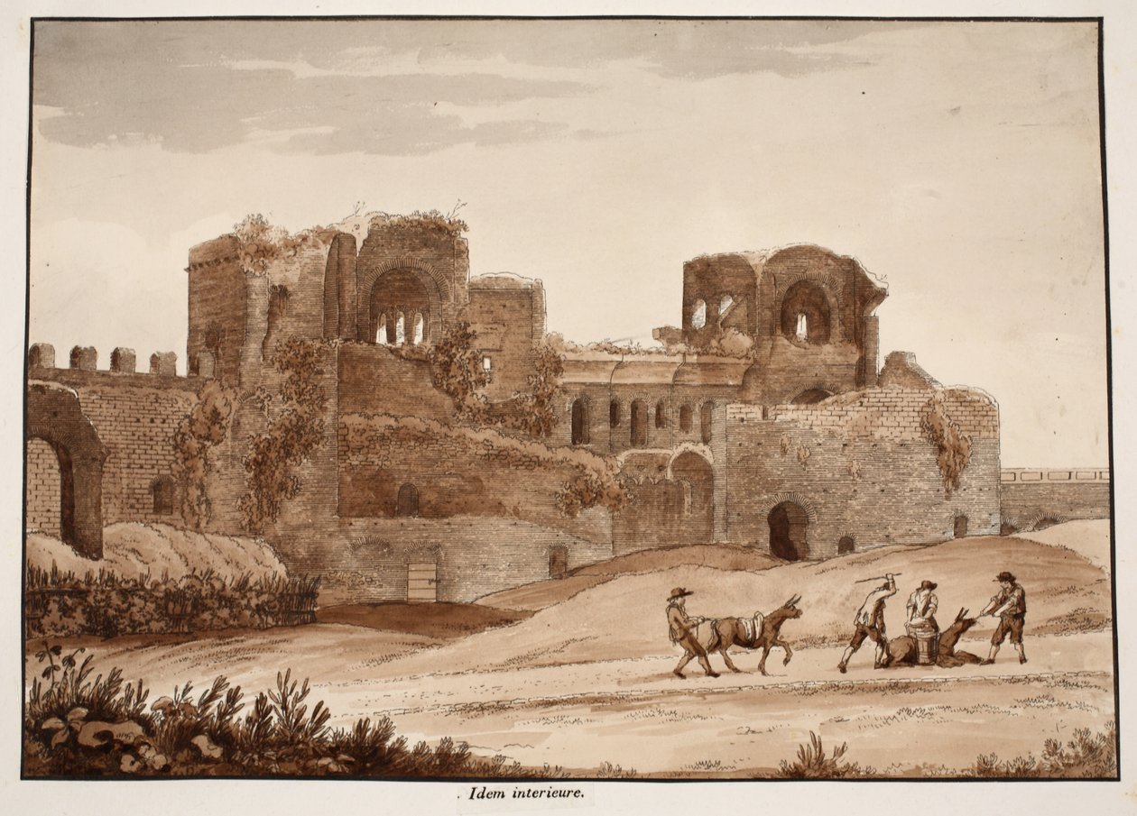 पोर्ट असिनारिया का आंतरिक भाग, 1833 (भूरी धुलाई के साथ) द्वारा एगोस्टिनो टोफ़ानेलि