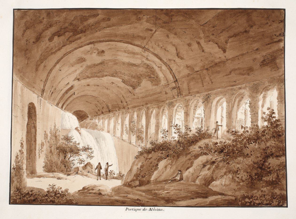 विला मेकेनस का पोर्टिको, 1833 (ब्राउन वॉश के साथ नक़्क़ाशी) द्वारा एगोस्टिनो टोफ़ानेलि