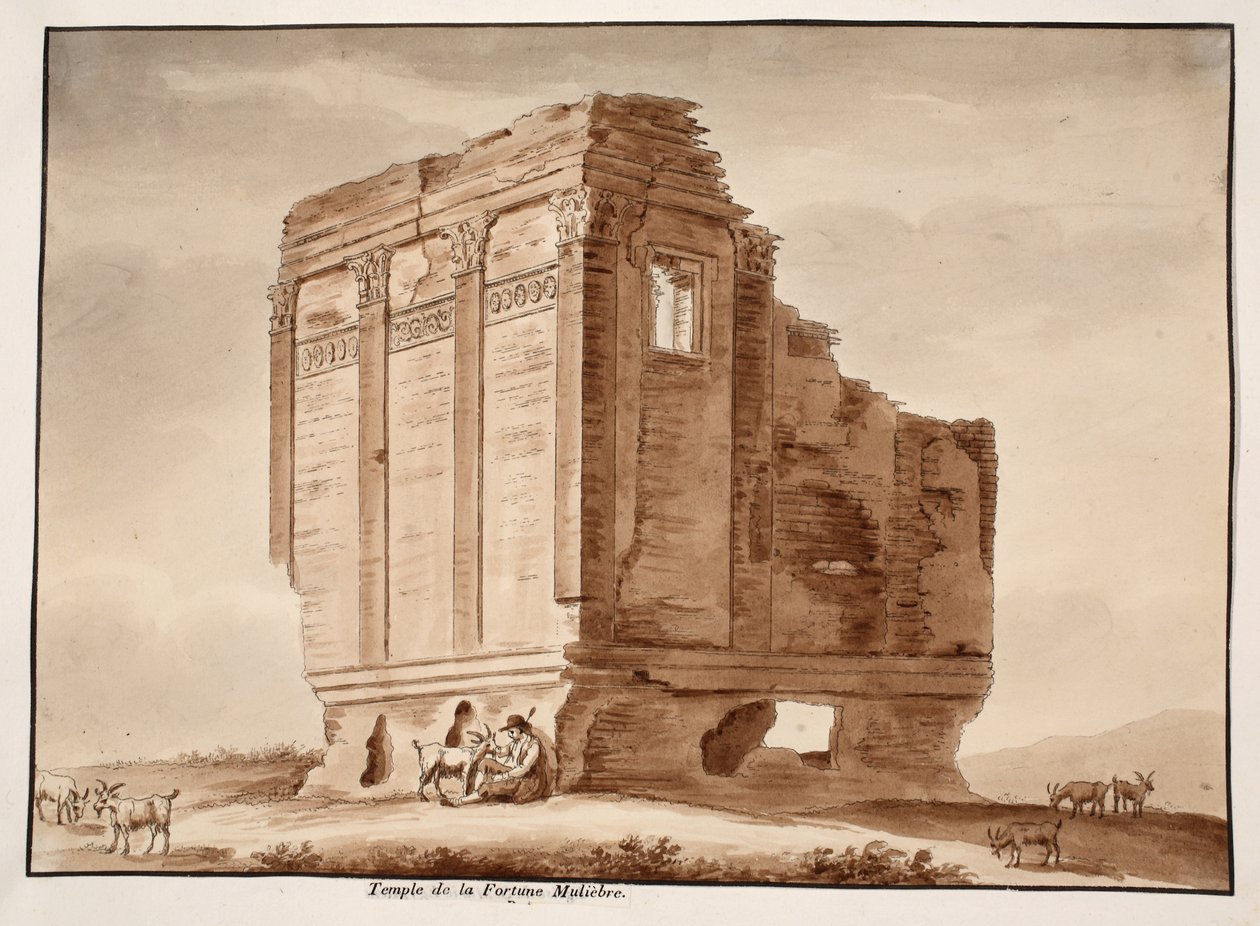 फोर्टुना मुलिबरे का मंदिर, 1833 (भूरे रंग के धुएँ के साथ उकेरा हुआ) द्वारा एगोस्टिनो टोफ़ानेलि