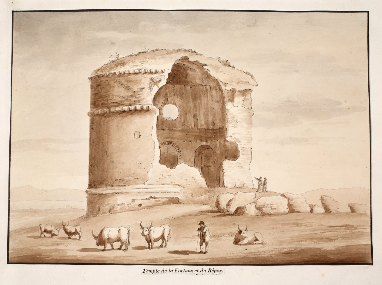 फॉर्च्यून और रेस्ट, 1833 का मंदिर (ब्राउन वॉश के साथ) द्वारा एगोस्टिनो टोफ़ानेलि