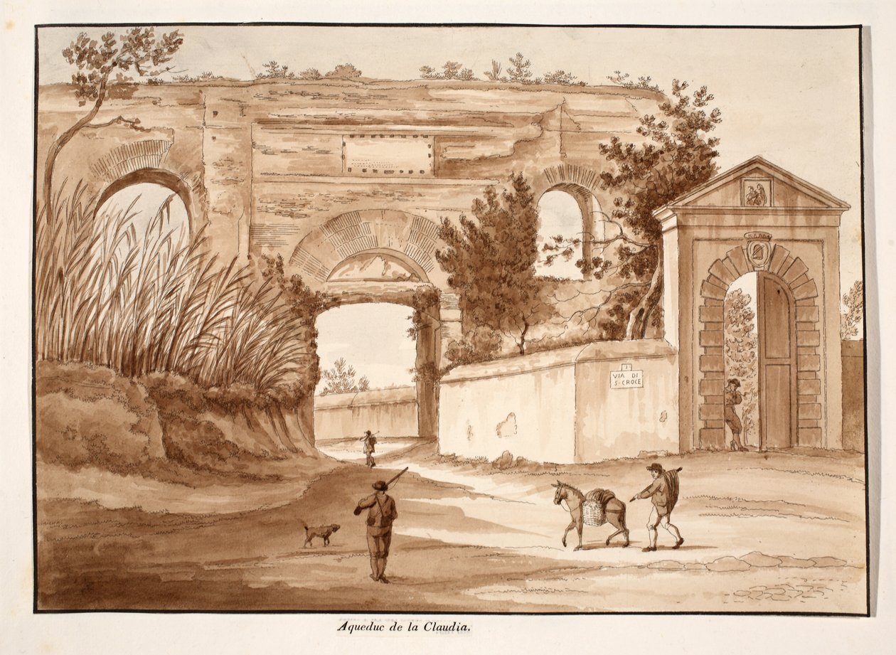 एक्वा क्लाउडिया, 1833 (ब्राउन वॉश के साथ नक़्क़ाशी) द्वारा एगोस्टिनो टोफ़ानेलि