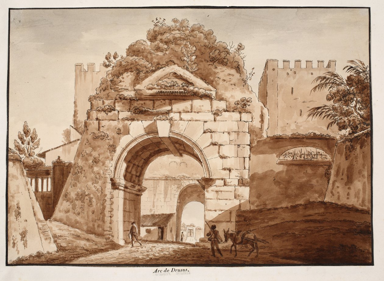 द आर्क ऑफ़ ड्रूस, 1833 (ब्राउन वॉश के साथ नक़्क़ाशी) द्वारा एगोस्टिनो टोफ़ानेलि