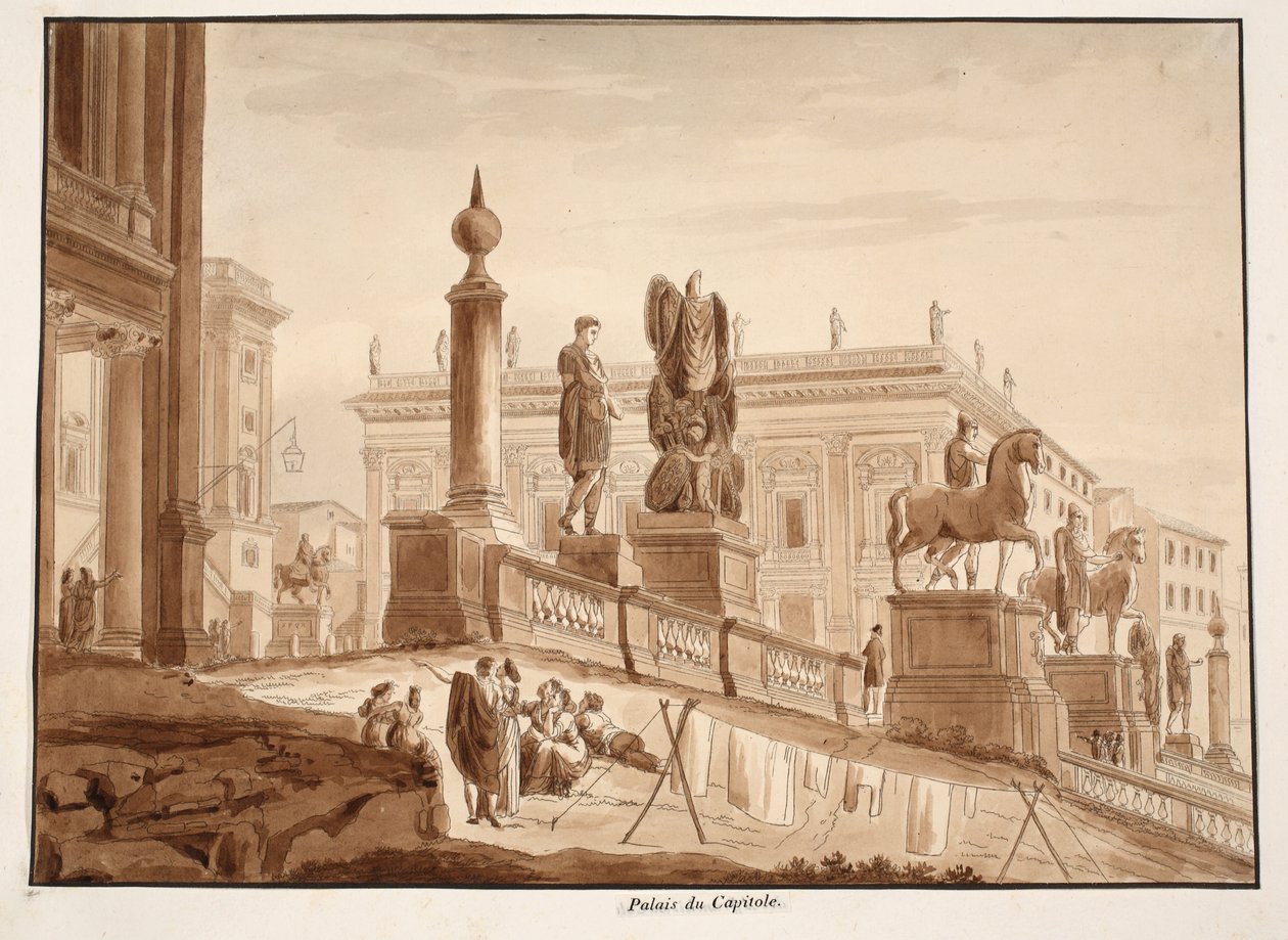 कैपिटोलिन पलाज़ी, 1833 (ब्राउन वॉश के साथ उकेरना) द्वारा एगोस्टिनो टोफ़ानेलि
