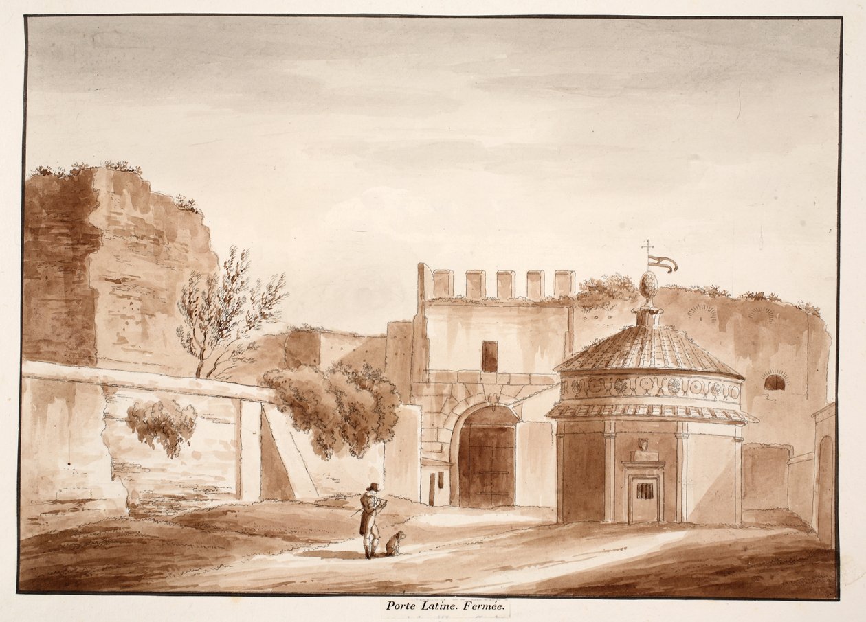 पोर्टा लैटिना, 1833 (ब्राउन वाश के साथ नक़्क़ाशी) द्वारा एगोस्टिनो टोफ़ानेलि