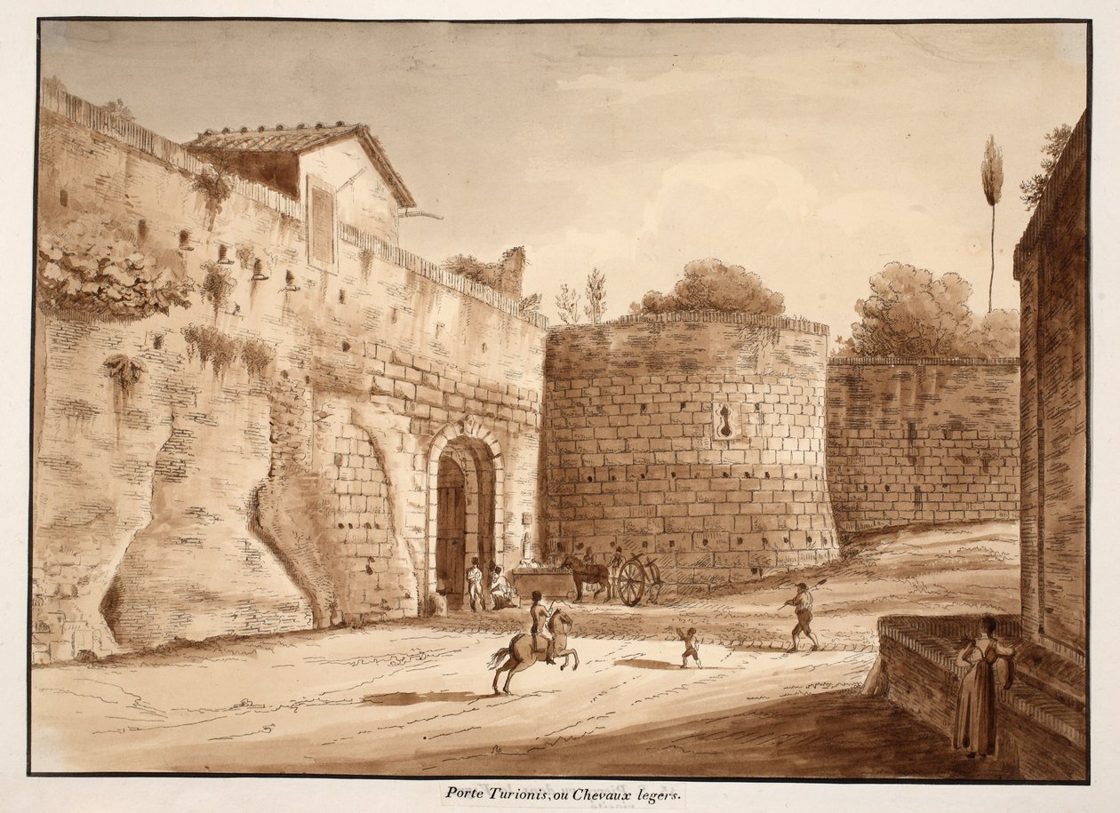 पोर्टा टुरिओनिस, या कैवलगर्गी, 1833 (ब्राउन वॉश के साथ नक़्क़ाशी) द्वारा एगोस्टिनो टोफ़ानेलि
