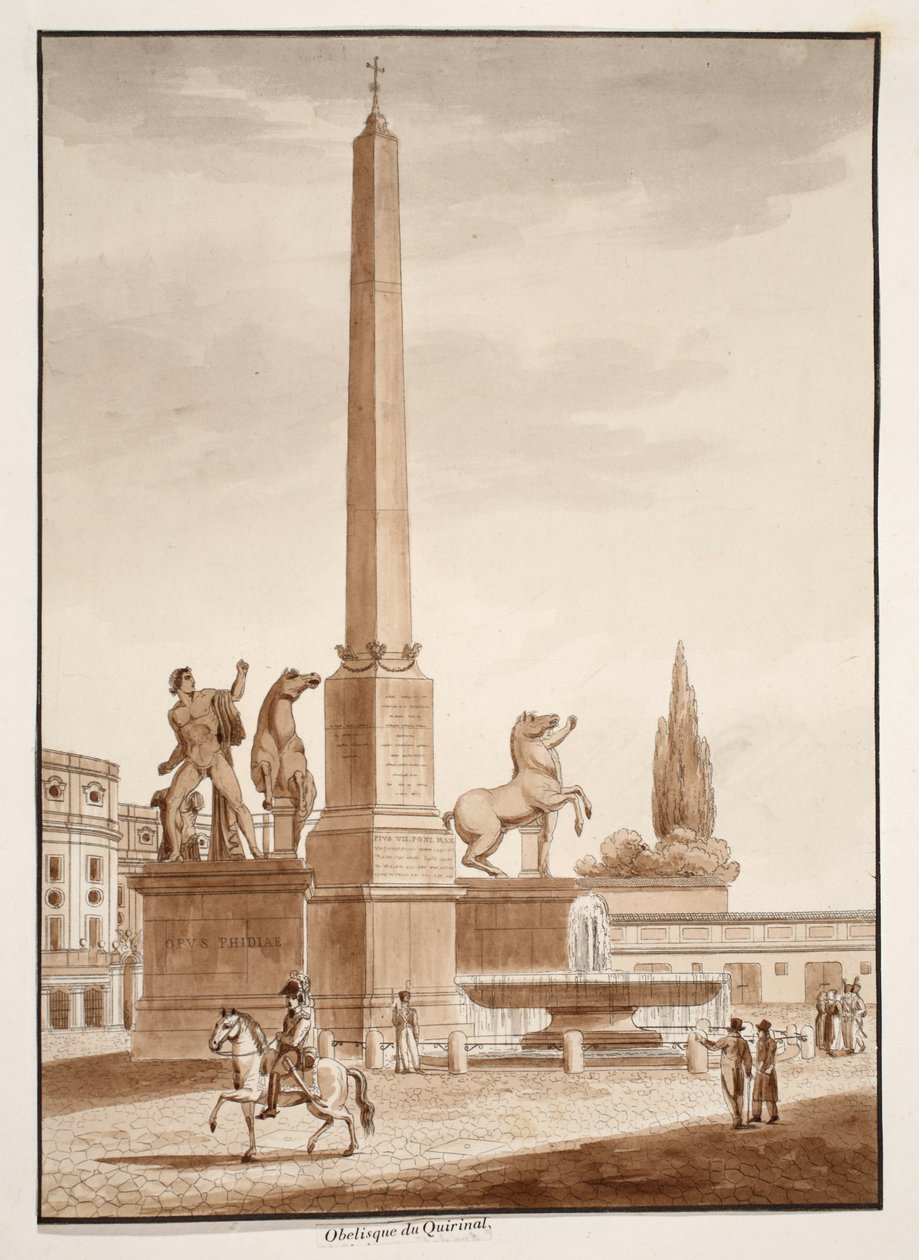 द क्वैरिनल ओबिलिस्क, 1833 (ब्राउन वॉश के साथ ईटिंग) द्वारा एगोस्टिनो टोफ़ानेलि