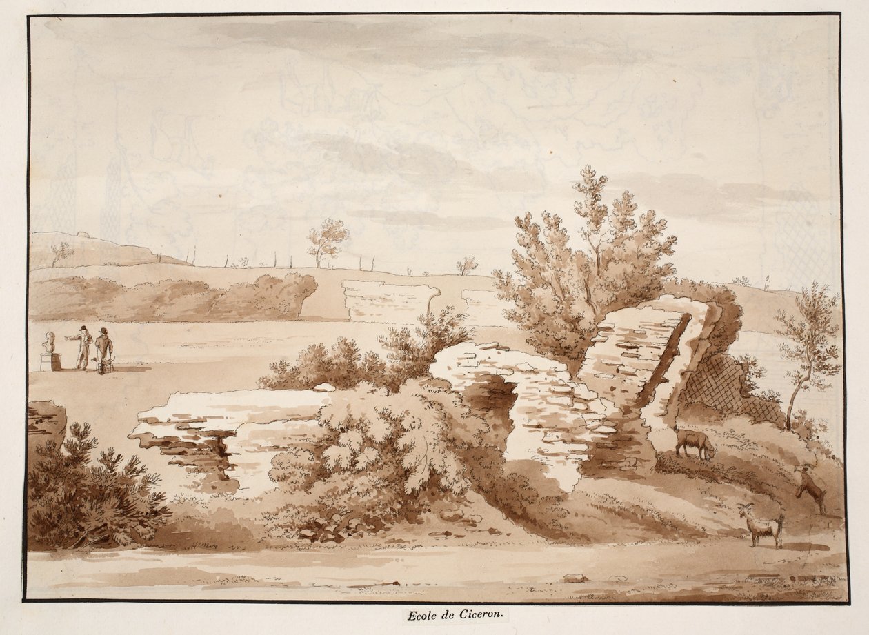 स्कूल ऑफ सिसेरो, 1833 (ब्राउन वॉश के साथ नक़्क़ाशी) द्वारा एगोस्टिनो टोफ़ानेलि