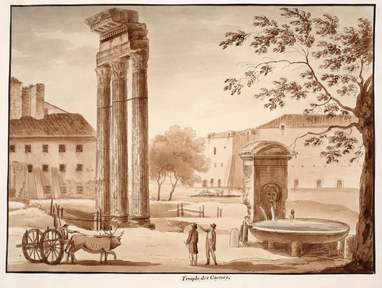 केस्टर का मंदिर, 1833 (भूरे रंग के धुएँ के साथ नक़्क़ाशी) द्वारा एगोस्टिनो टोफ़ानेलि
