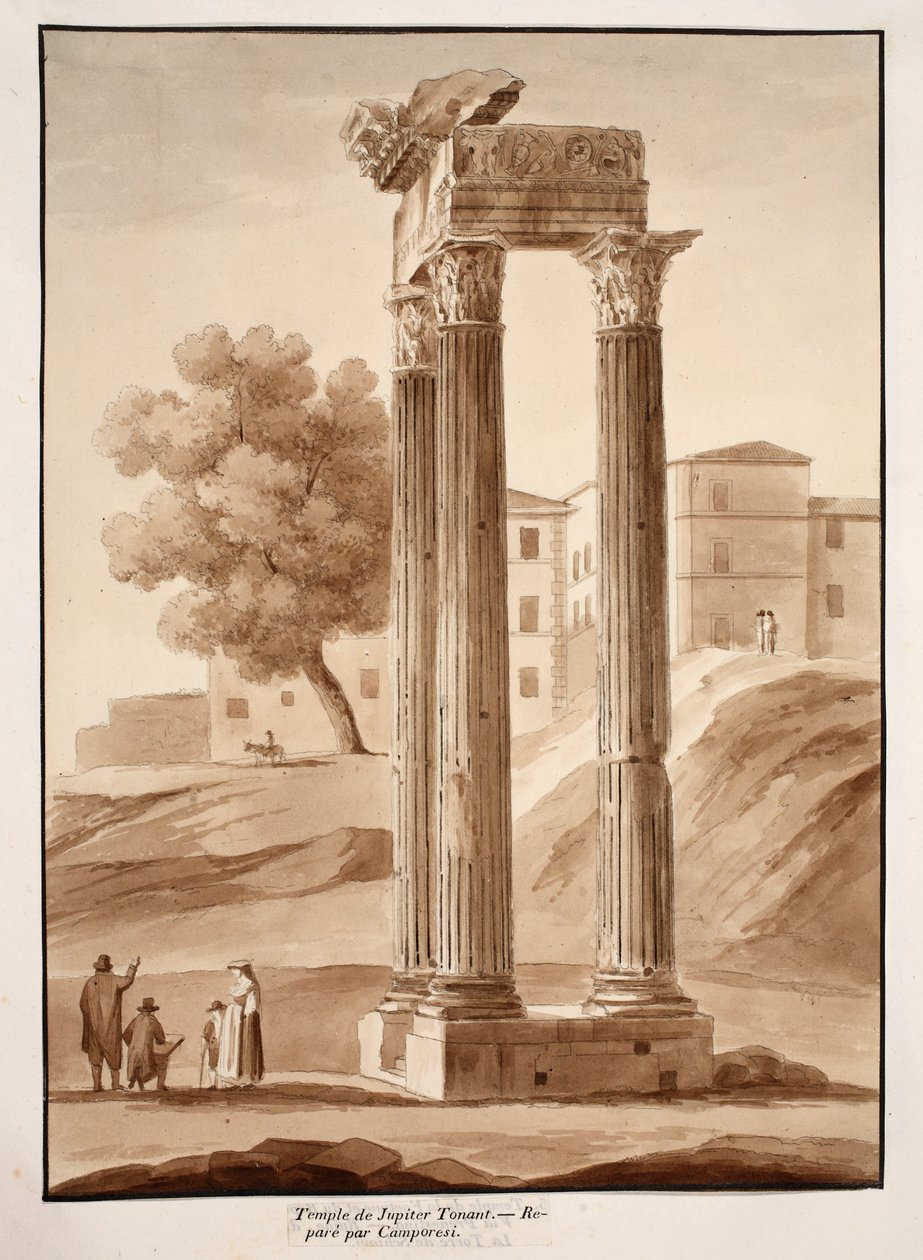जूपिटर टनंस का मंदिर - कैंपोरेसी द्वारा पुनर्निर्मित, 1833 (ब्राउन वॉश के साथ नक़्क़ाशी) द्वारा एगोस्टिनो टोफ़ानेलि