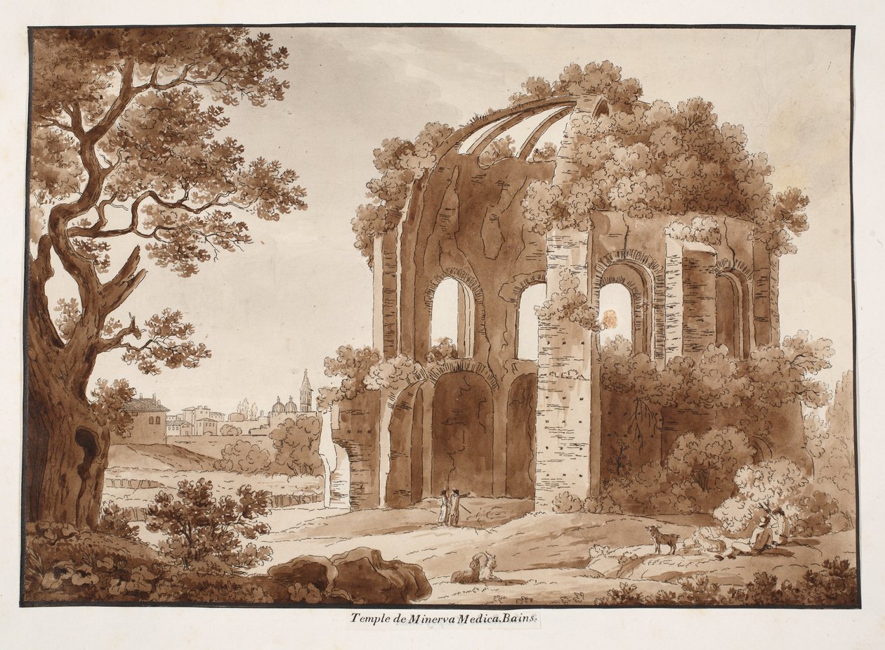 मिनर्वा मेडिका का मंदिर, 1833 (भूरे रंग के धुएँ के साथ नक्काशी) द्वारा एगोस्टिनो टोफ़ानेलि