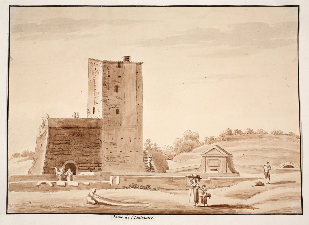 एल्बानो झील, 1833 के इमामिशेरियम का उद्भव (भूरे रंग के धुएँ के साथ नक़्क़ाशी) द्वारा एगोस्टिनो टोफ़ानेलि