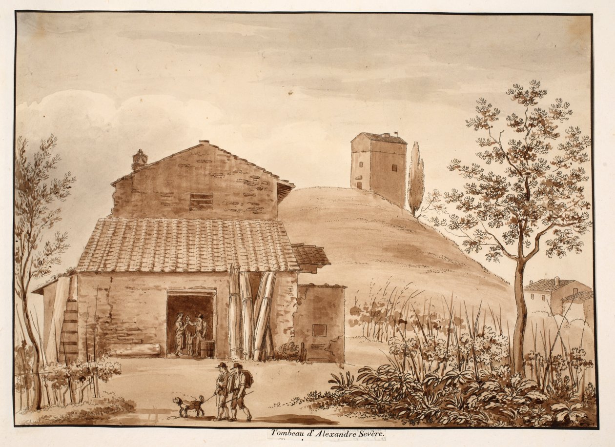 अलेक्जेंडर सेवेरस का मकबरा, 1833 (ब्राउन वॉश के साथ) द्वारा एगोस्टिनो टोफ़ानेलि