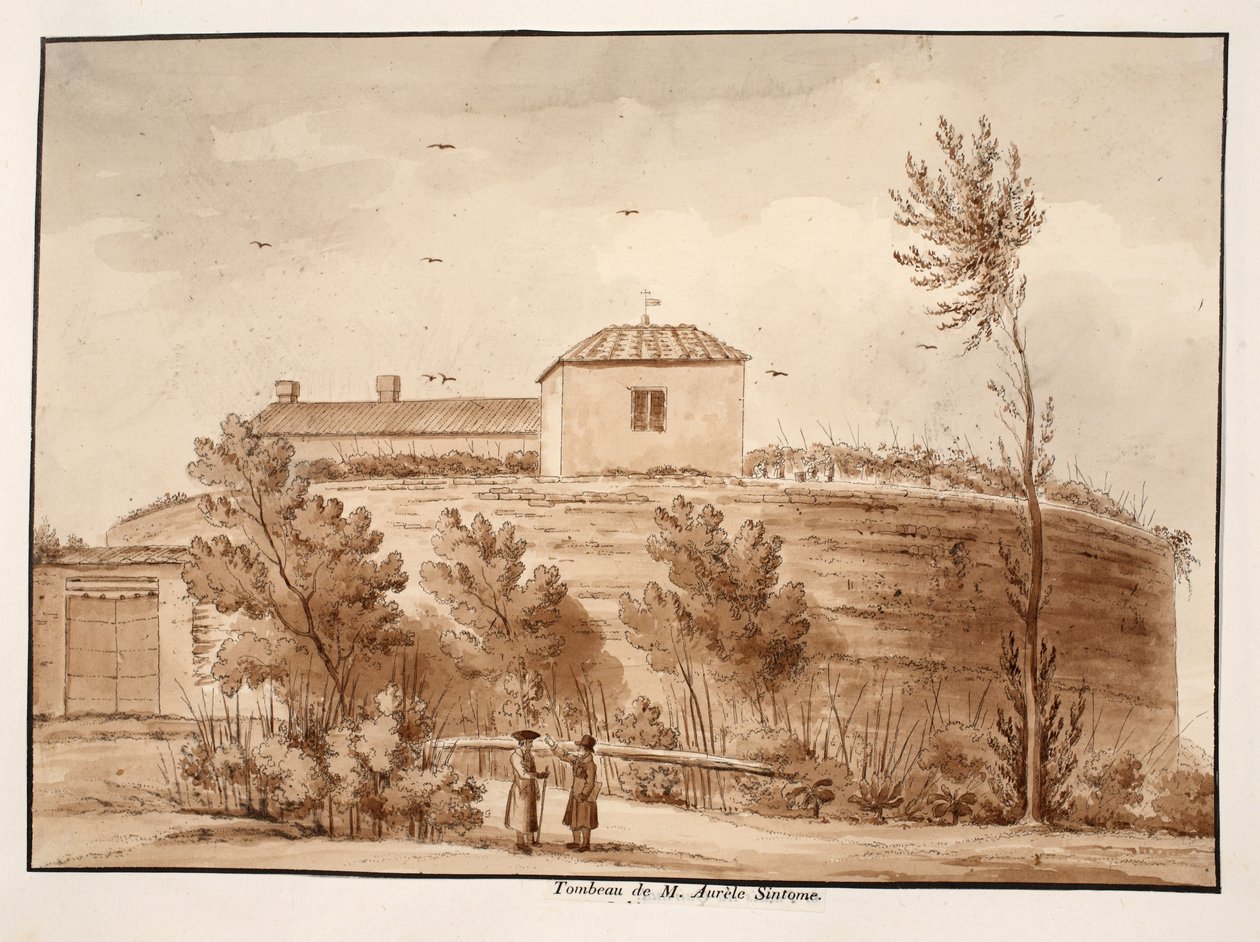 मार्कस ऑरेलियस सिंतोमा का मकबरा, 1833 (भूरा धोना द्वारा एगोस्टिनो टोफ़ानेलि