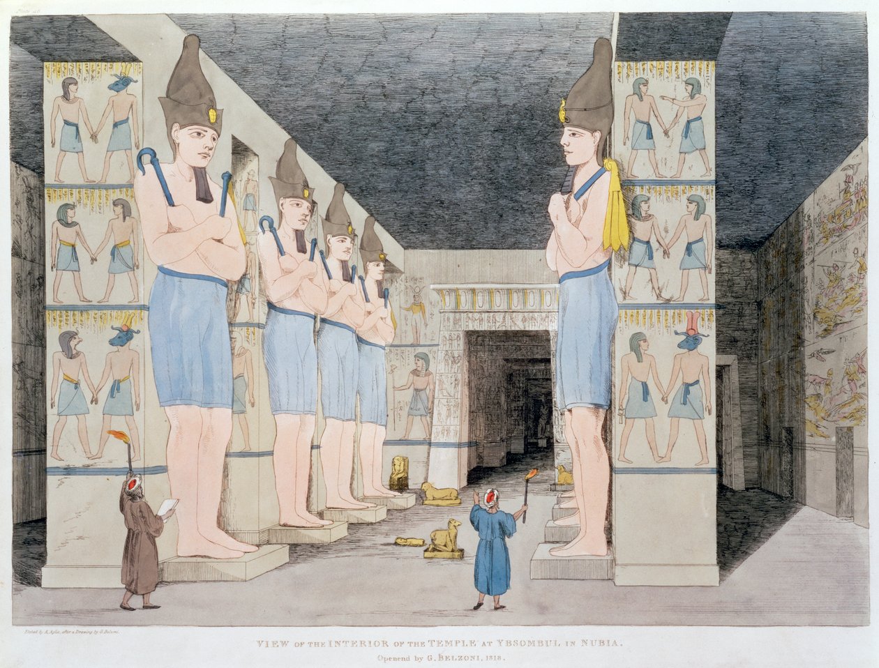 नूबिया में यब्सोमबुल में मंदिर का आंतरिक भाग, 1820-1822 द्वारा एगोस्टिनो एग्लियो
