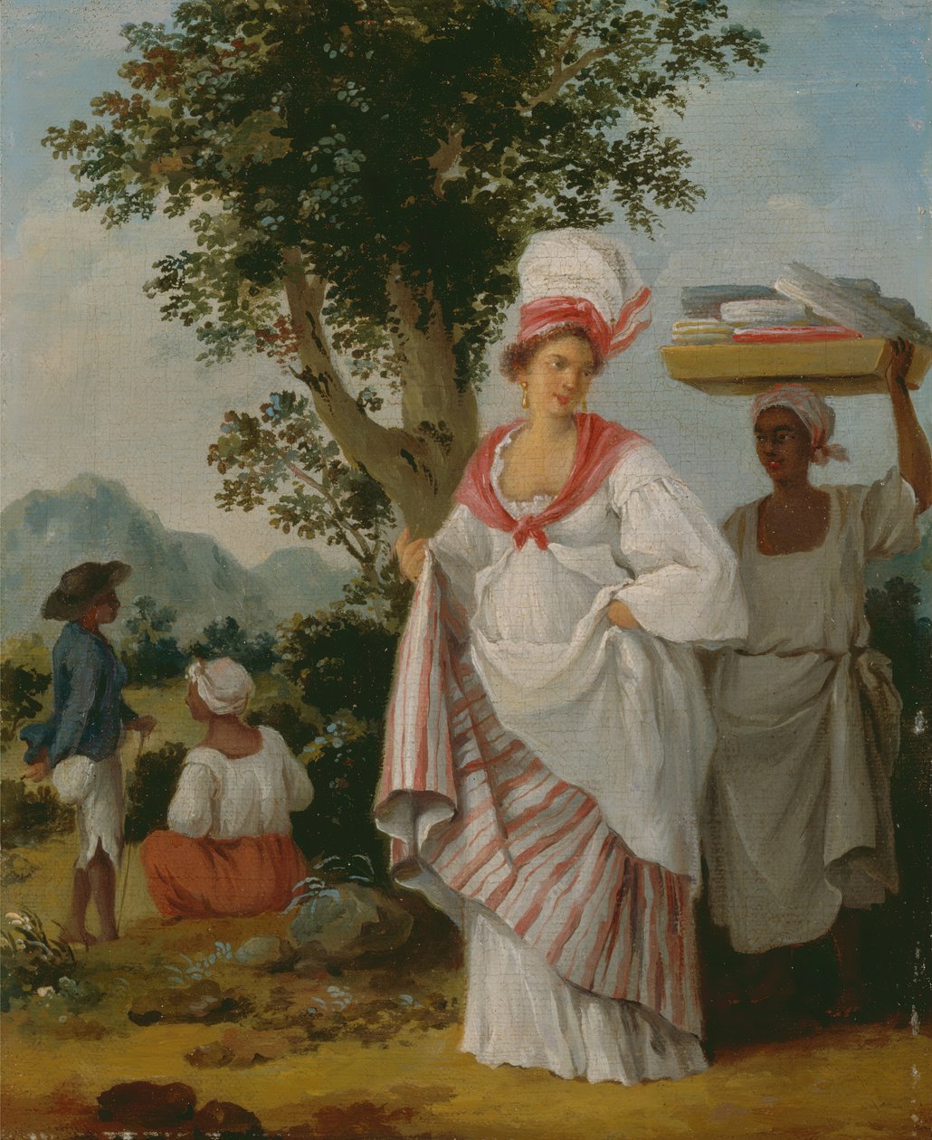 एक वेस्ट इंडियन क्रियोल महिला जिसकी देखभाल उसके काले नौकर ने की, ca. 1780. द्वारा अगस्टिनो ब्रूनियास