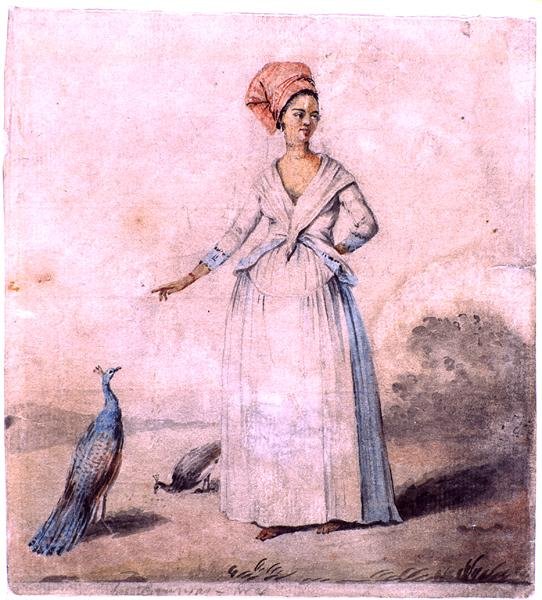 मोर वाली महिला, c.1770 (कागज पर स्याही और धो लें) द्वारा अगस्टिनो ब्रूनियास