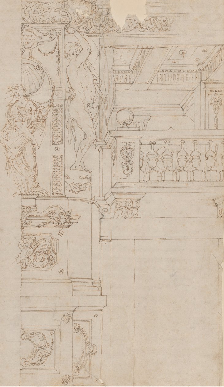 पलाज़ो डुकाले पलाज़ो पिट्टी, फ्लोरेंस, 1636-41 के ट्रॉमपे-लॉयल सजावट के लिए अध्ययन। द्वारा अगोस्तीनो मितली