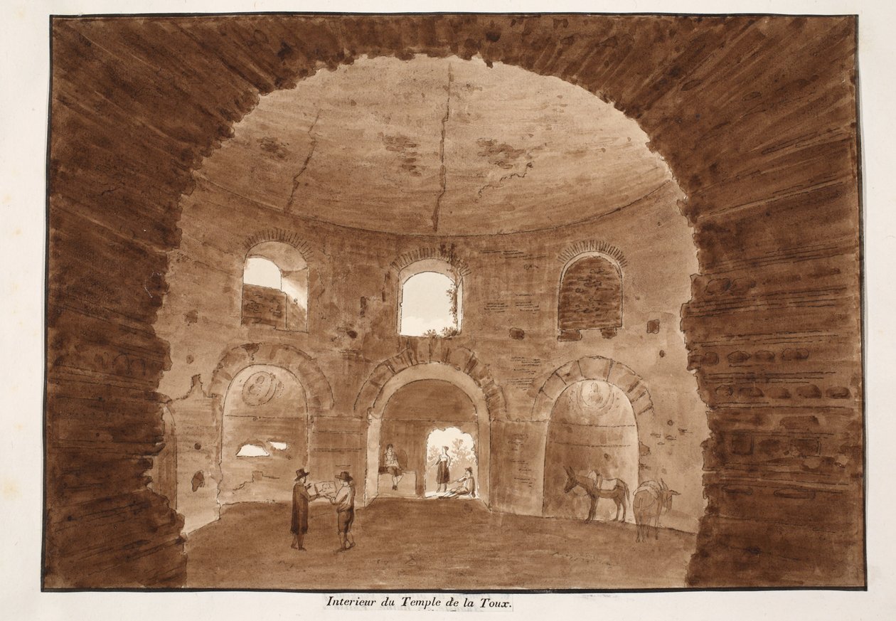 खांसी के मंदिर का आंतरिक भाग, 1833 (भूरे रंग के धुएँ के साथ नक़्क़ाशी) द्वारा एगोस्टिनो टोफ़ानेलि