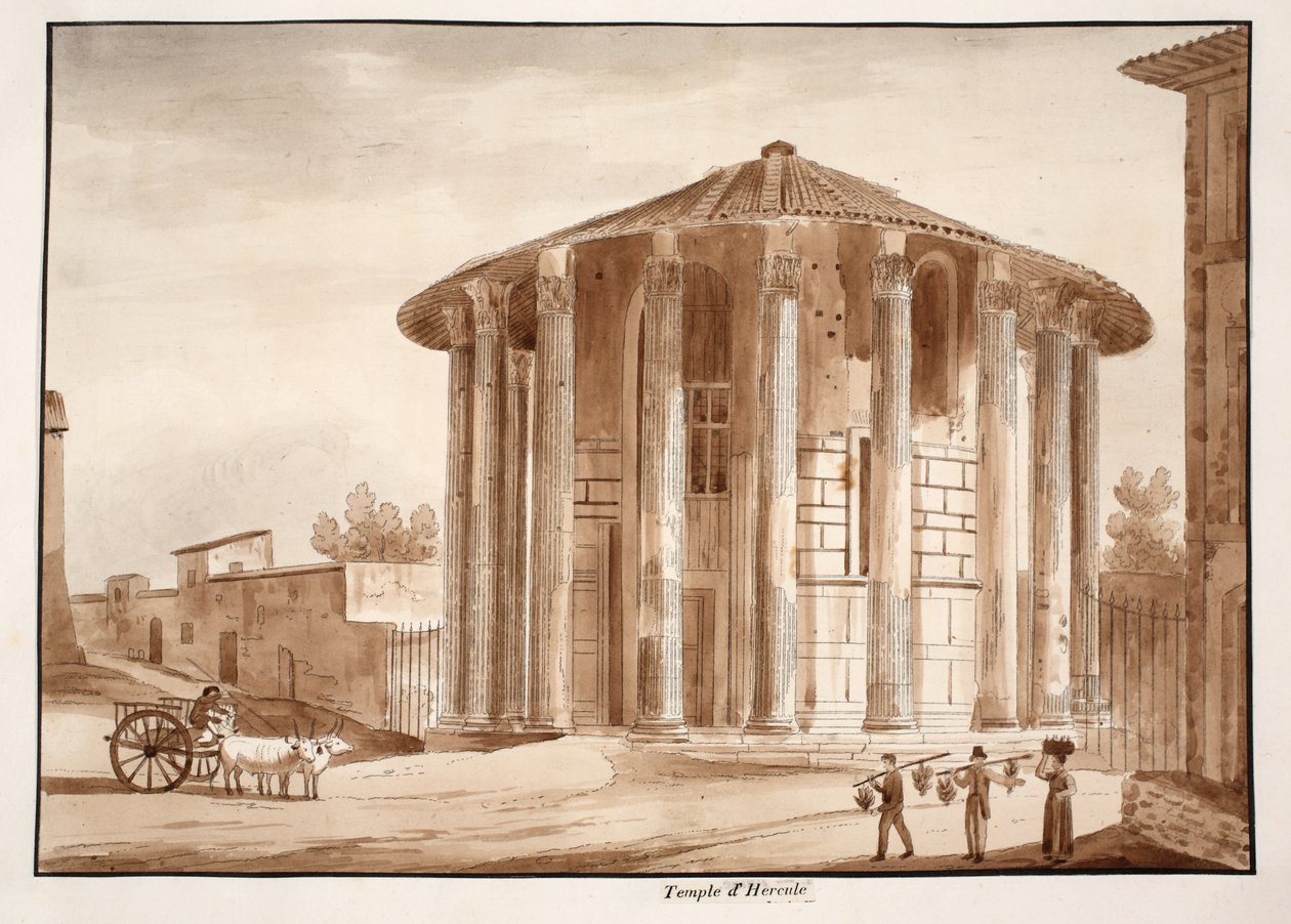 हरक्यूलिस विक्टर, 1833 का मंदिर (भूरी धुलाई के साथ) द्वारा एगोस्टिनो टोफ़ानेलि