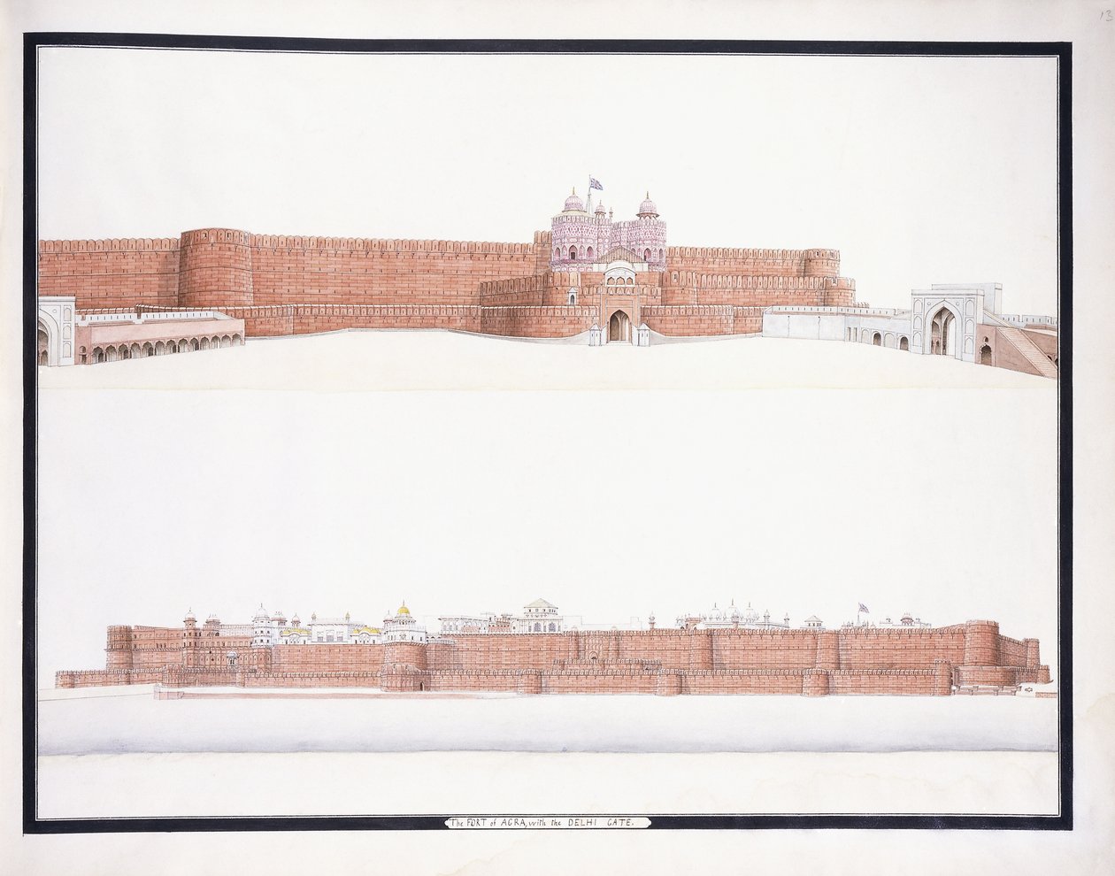 आगरा का किला, दिल्ली गेट के साथ, सी। 1815 द्वारा आगरा स्कूल