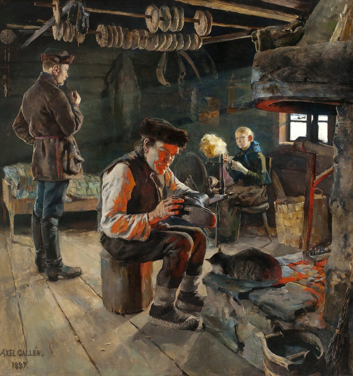 ला वी रस्टिक - वह ग्राम्य जीवन - अक्सली गैलेन-कल्लेला (1865-1931)। तेल के रंगों से केन्वस पर बना चित्र द्वारा अक्सेली वाल्डेमर गैलेन कल्लेला