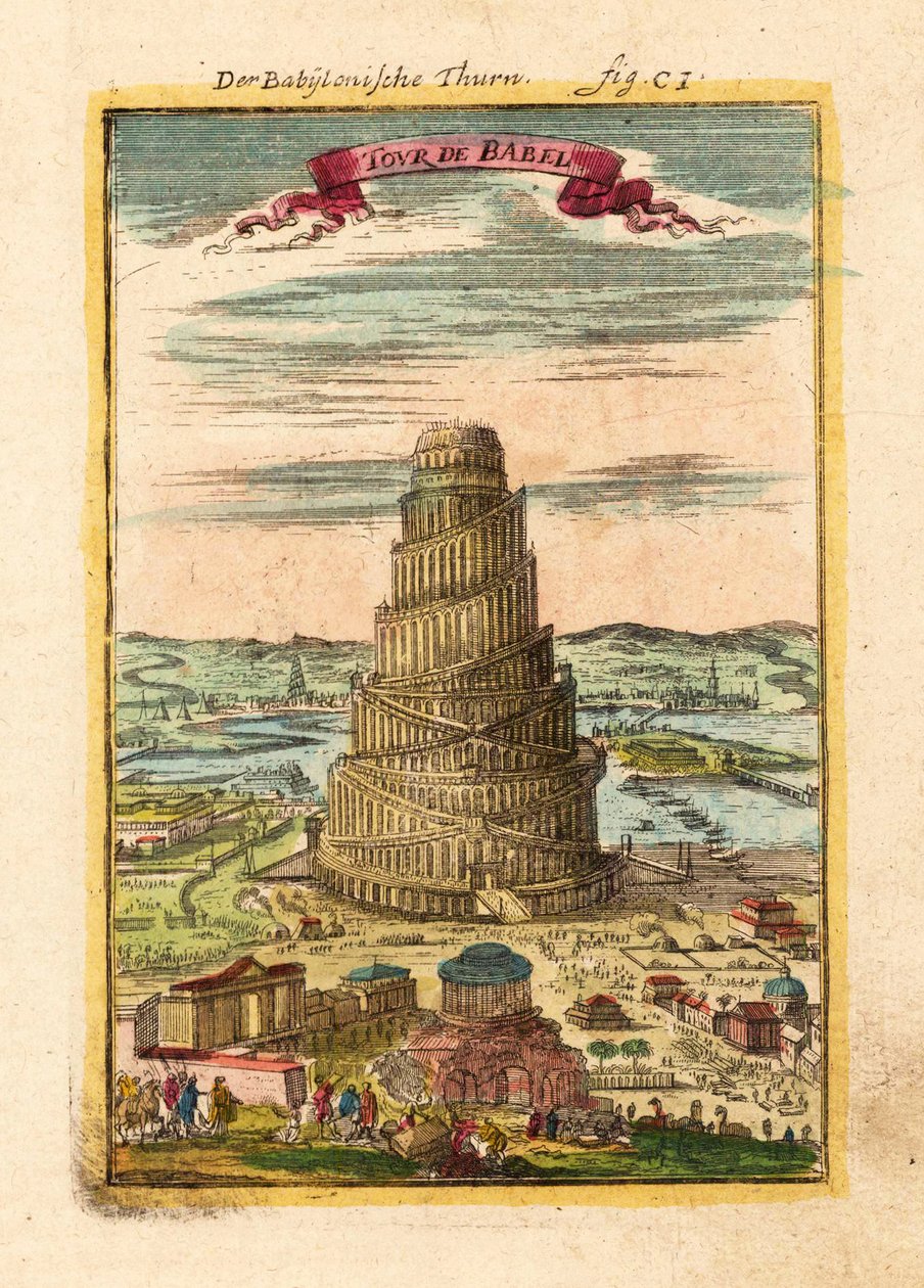 बेबल का टॉवर, 1719 द्वारा एलेन मानेसन मैलेट