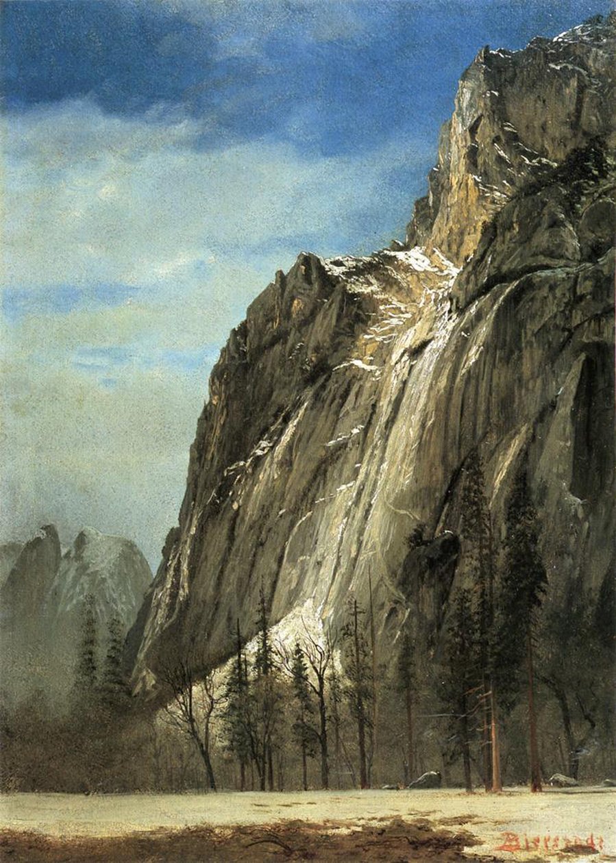 कैथेड्रल रॉक्स, योसेमाइट, c.1872 (कैनवास पर कागज पर तेल) द्वारा अल्बर्ट बिएरस्टाड