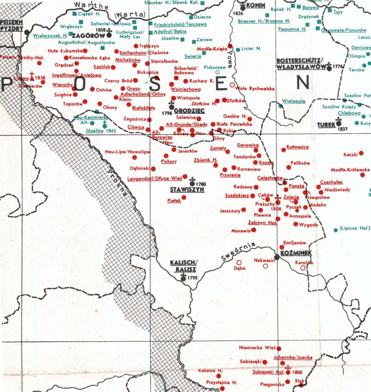1938 में Kalisch, Władysławów और Turek के बीच 1938 में बस्तियाँ द्वारा अल्बर्ट ब्रेयर