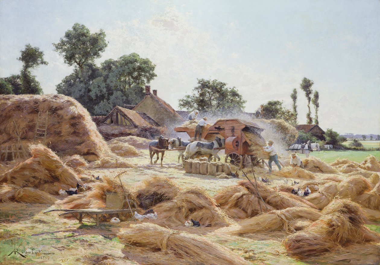 थ्रेसिंग मशीन (Loiret) 1896 द्वारा अल्बर्ट रिगोलोट