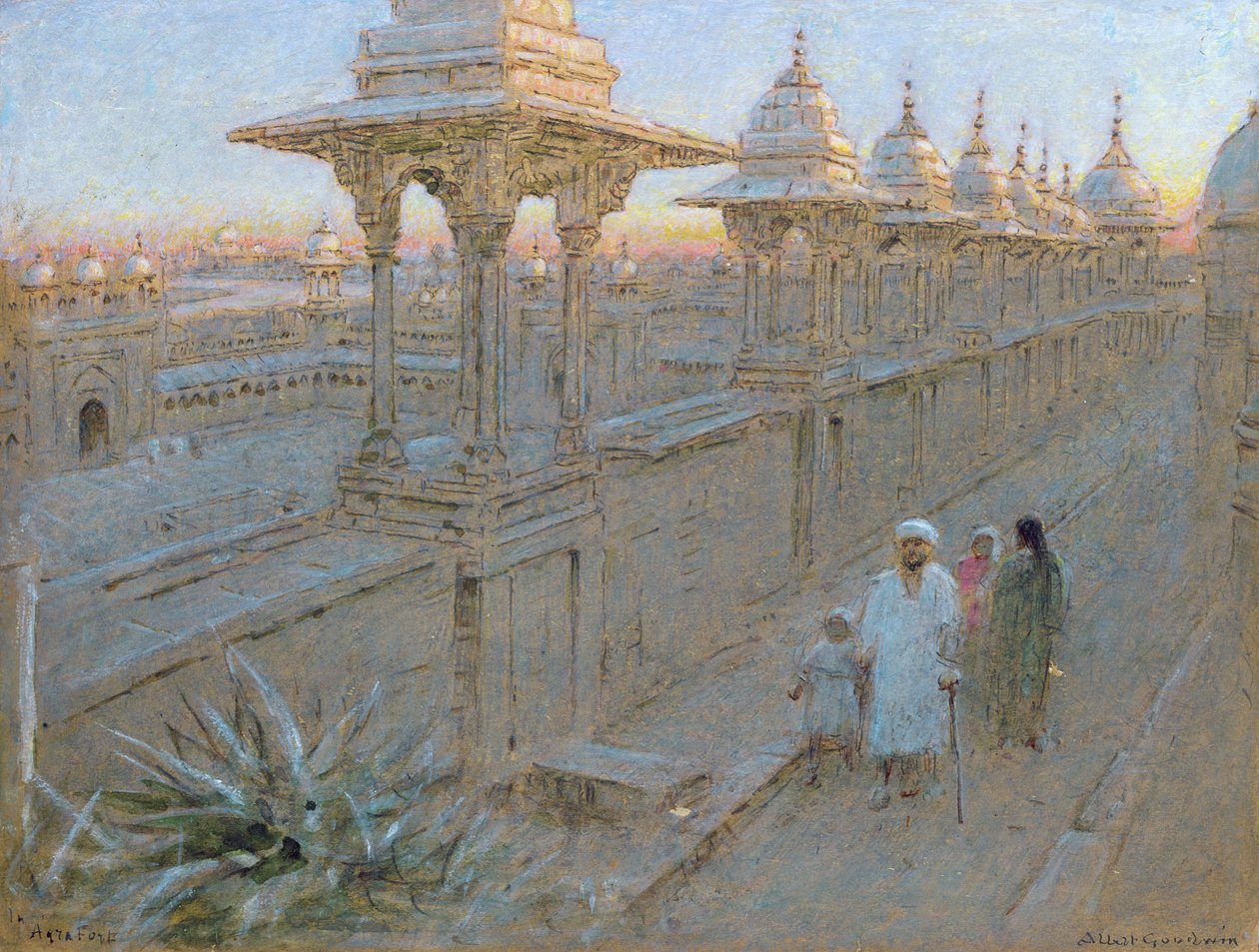 आगरा के किले में (कागज पर पेन इन स्याही और पानी के रंग का) द्वारा अल्बर्ट गुडविन