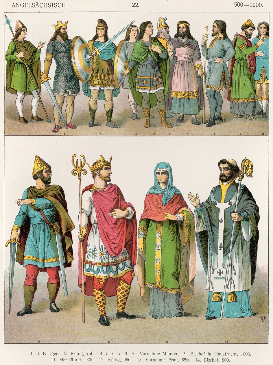 एंग्लो-सैक्सन ड्रेस, &39;ट्रैचेन डेर वोल्कर&39;, 1864 से द्वारा अल्बर्ट क्रेश्चमर
