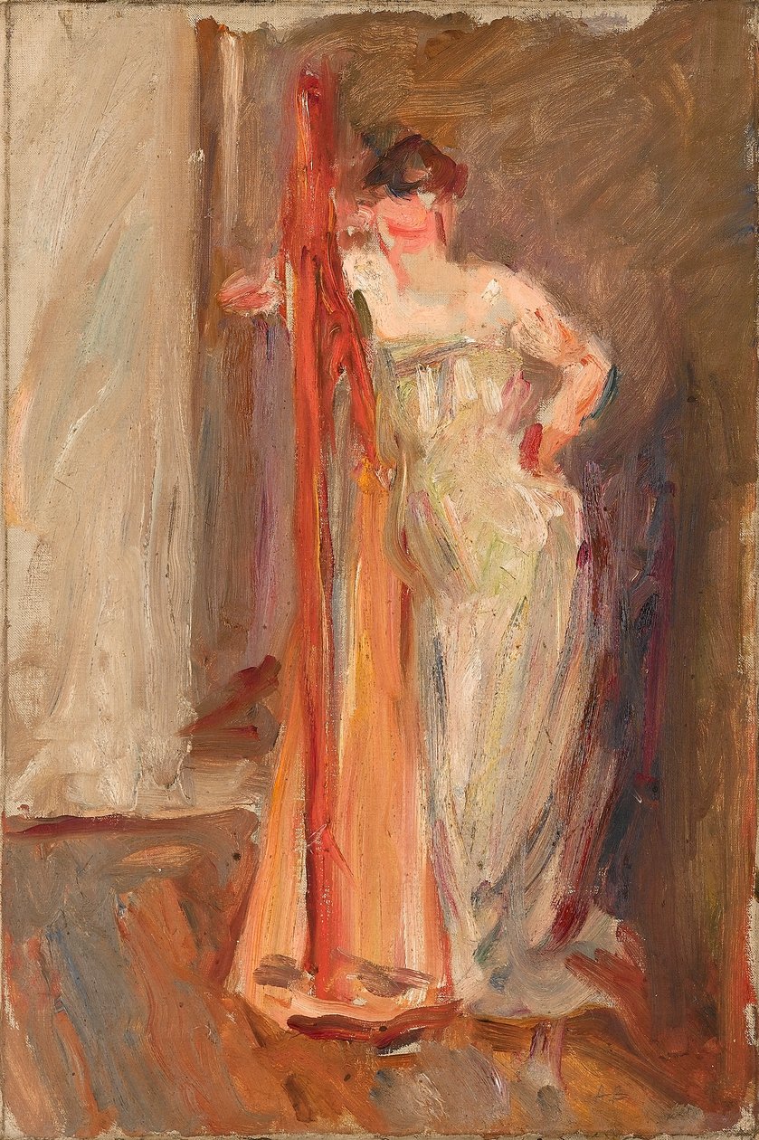 वीणा वाली महिला - c.1905 द्वारा अल्बर्ट डी बेलेरोचे