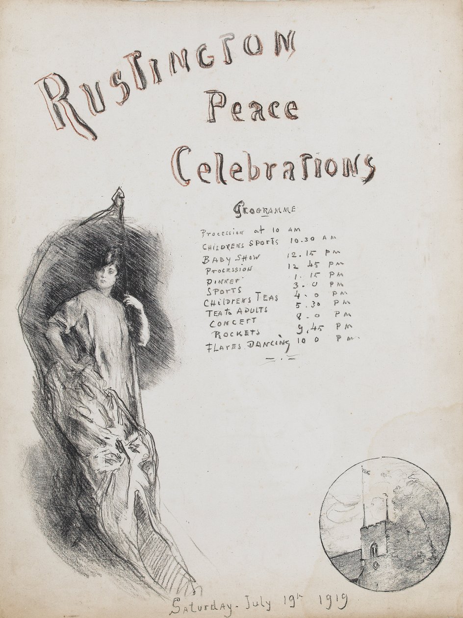 शांति समारोह, रस्टिंगटन, 1919 (संगीन हाइलाइट्स के साथ लिथोग्राफिक क्रेयॉन) द्वारा अल्बर्ट डी बेलेरोचे