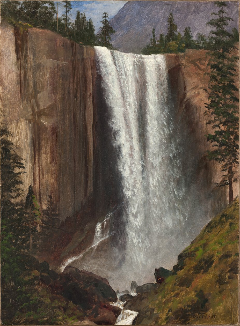 वर्नल फॉल्स, 1863 (कागज पर तेल, कैनवास पर घुड़सवार) द्वारा अल्बर्ट बिएरस्टाड