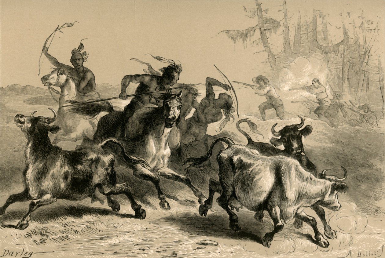 भारतीयों ने दक्षिण कैरोलिना प्लांटेशन, 1877 को लूटा। द्वारा अल्बर्ट बोबेट
