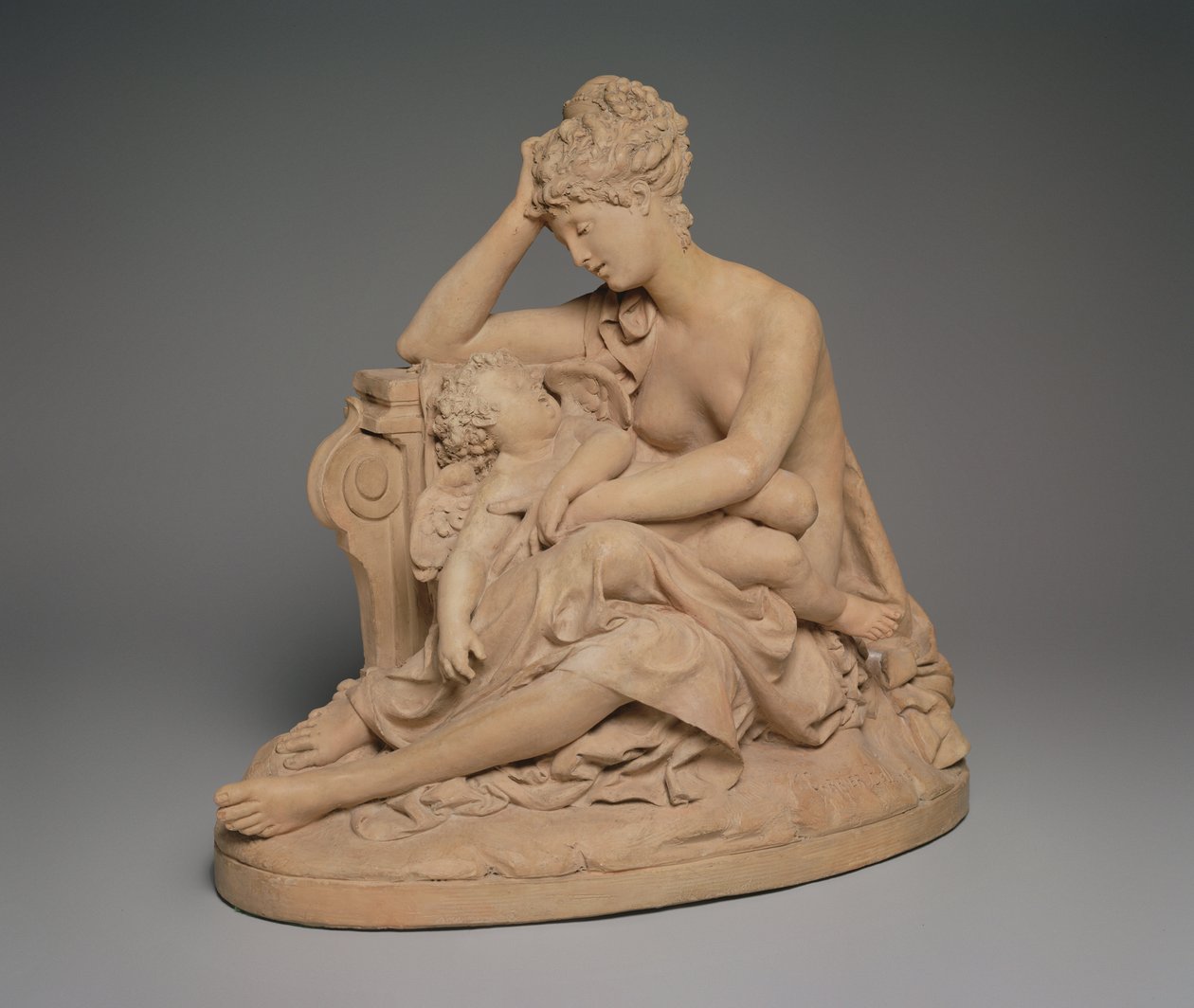 वीनस एंड लव, c.1864 (टेराकोटा) द्वारा अल्बर्ट अर्नेस्ट कैरियर बेलेउज़