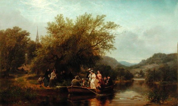 लाइफ्स डे, या थ्री टाइम्स अक्रॉस द रिवर: नून, द वेडिंग पार्टी, c.1865 (कैनवास पर तेल) द्वारा अल्बर्ट फिच बेलोज़
