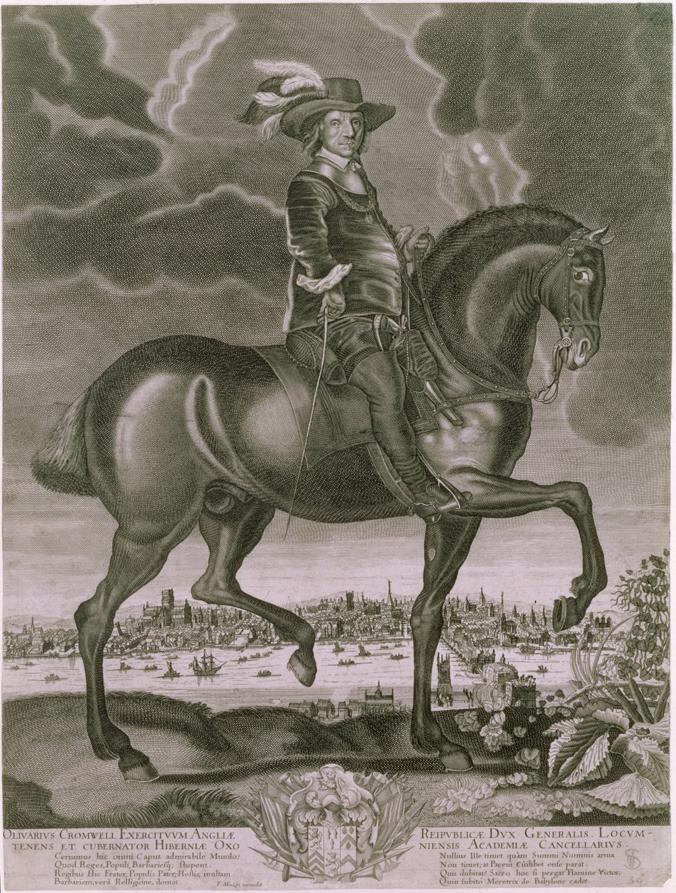 ओलिवर क्रॉमवेल (1599-1658) के अश्वारोही पोर्ट्रेट c.1655 द्वारा अल्बर्ट हेलवेग